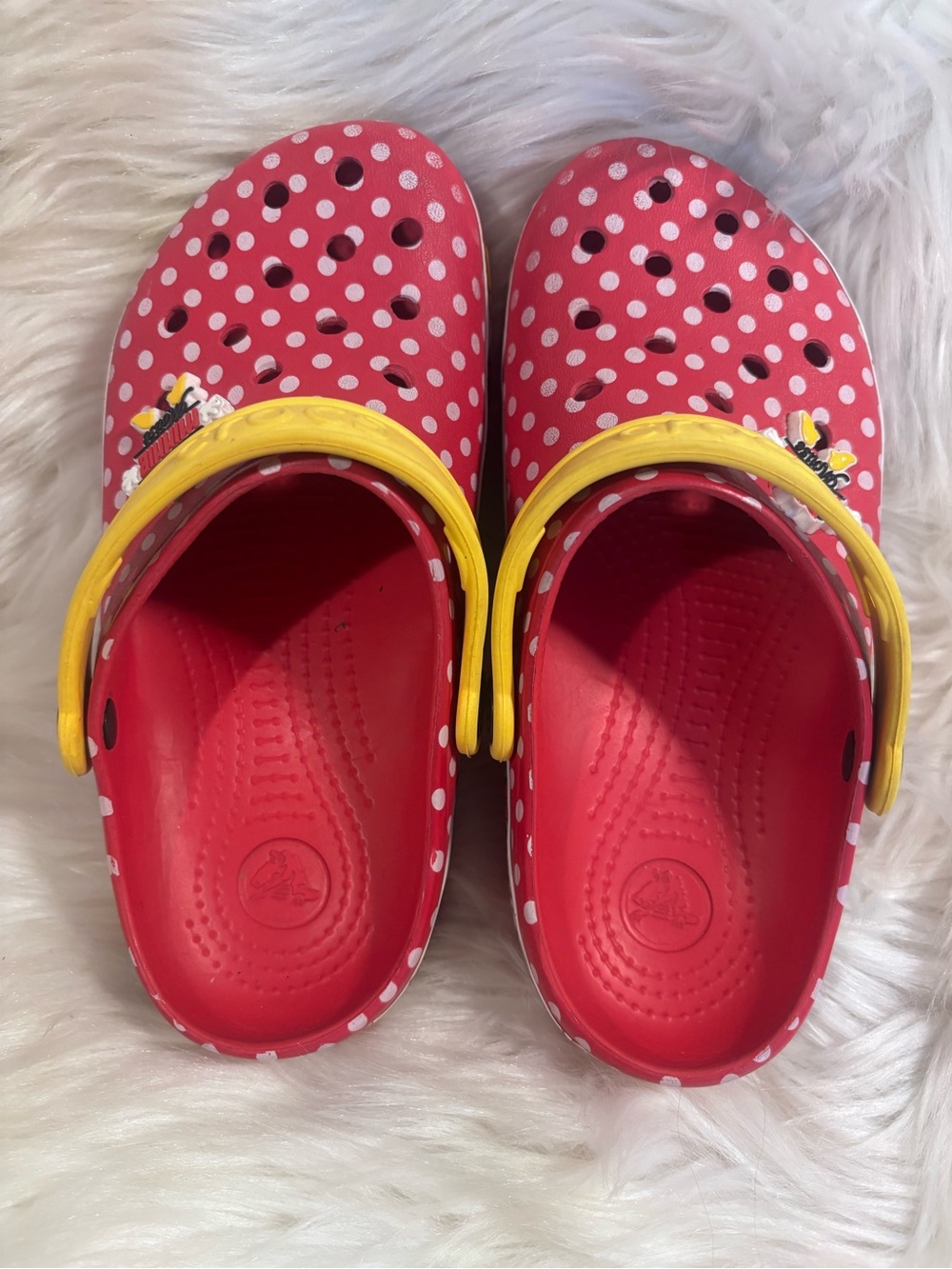 Crocs Disney Parks Minnie Mouse Kids Crocband Red Clogs Junior Size J3